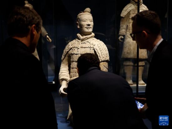 5月22日，嘉賓在美國加利福尼亞州奧蘭治縣寶爾博物館欣賞兵馬俑展品。新華社發（邱晨攝）