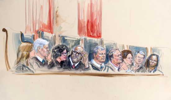 庭审法官素描。美联社